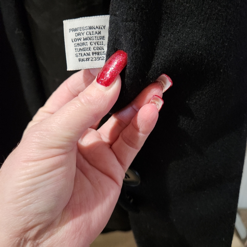 Vtg. Forecaster of Boston Vintage Black 100% Wool Long Coat Jacket Size 4 - Picture 4 of 9
